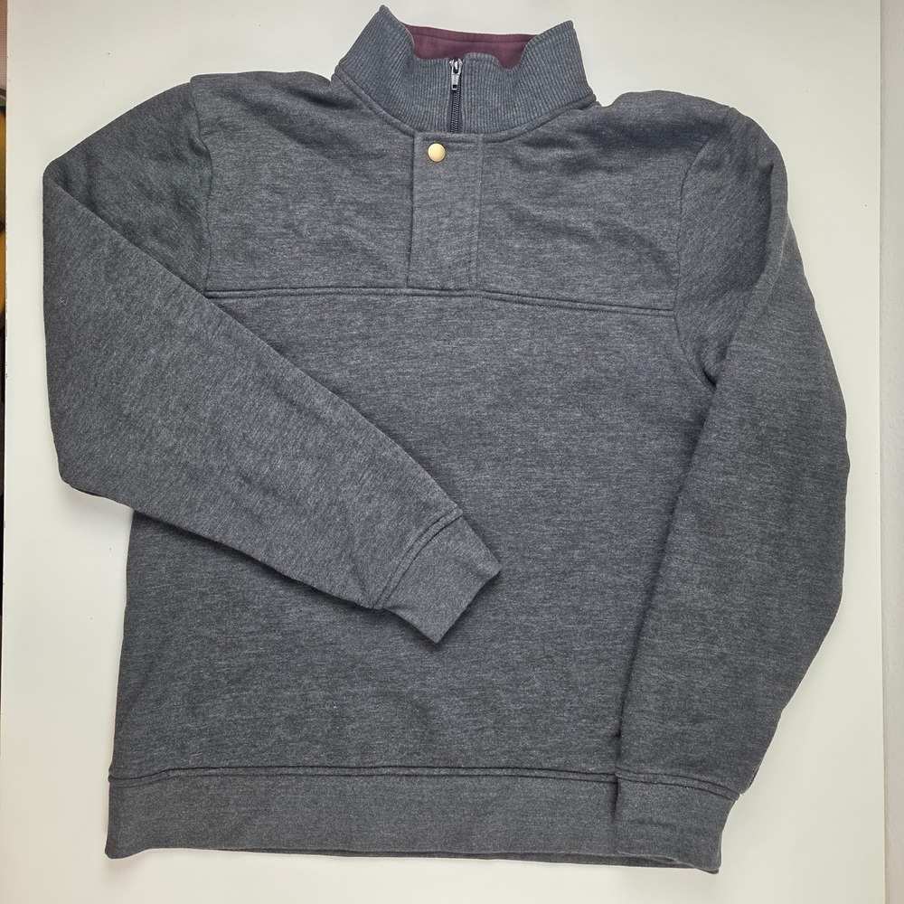 Orvis Mens‎ Quarter Zip Pullover Sweatshirt Gray Fleece Mock Neck Medium
